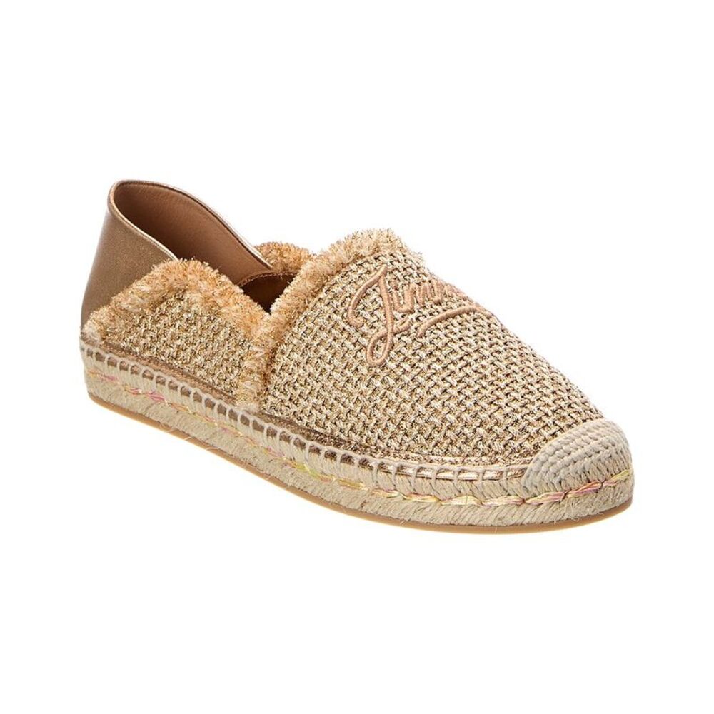 Jimmy Choo Avi Cotton & Leather Flat, Gold